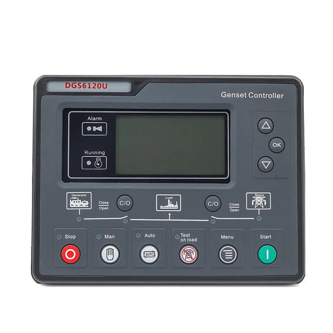 Genset Controller AMF Auto Start Stop Panel For Generator Power System, Plug And Play Auto Start Stop Control Module, Compatible With 6120U And 6110U Series, Industrial Generator Parts, Easy Install And Reliable Performance, front view