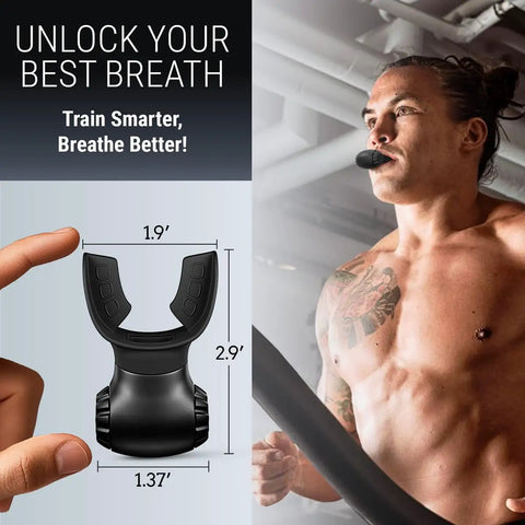 Athlete using Dual Resistance Breathing Trainer For Athletes And Fitness Fans Silicone Lung Exerciser With Portable Design VO2 Max Boost