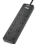 Beefy 12 Outlets Surge Protector Power Strip With 2160 Joules Flat Plug 6 Foot Cord Space Saving Black Top View