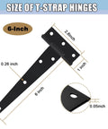 Diagram of Heavy Duty Shed Door Hinges 6 Inch T Strap With 70 Screws Includes Mounting Hardware Rust Proof Black Powder Coated Gate Hinges