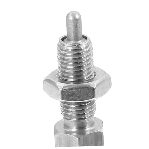 Close-up of Stainless Steel Spring Plunger With Knurled Pull Pin Self Locking Quick Release Hardware For Handles And Indexing.