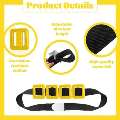 Four 2.2 Lb Rubber-Coated Dive Weights With Nylon Belt For Freediving, Spearfishing, And Scuba - corrosion-resistant, adjustable.