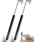 Heavy Duty Gas Struts For Trunk Hatches And Heavy Doors With Easy Mount Brackets Two Pack beside a woman lifting a storage bed.