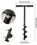 Efficient Garden Auger Drill With Non Slip Handle Post Hole Digger, 3.9x23.6 inch, shown with detailed black spiral design