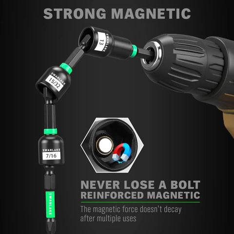 74 Piece Magnetic Nut Driver Set For Impact Drill With Metric And SAE Sockets, Quick Change Bit Extension, Magnetic Holder