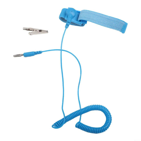 Anti Static Wrist Strap ESD Grounding Bracelet For Electronics Repair, blue adjustable conductive fiber band, copper connector