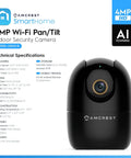 4MP WiFi Indoor Camera With Pan Tilt Zoom, Pet And Baby Monitor, Human And Pet Detection, Auto Tracking, Amcrest model ASH41-B