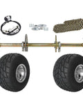 Beefy 32 Inch Go Kart Rear Axle Kit With 5 Inch Wheels And Rain Tires 11x7.10-5 3 Stud Hubs And Brake Assembly For DIY Projects ATV