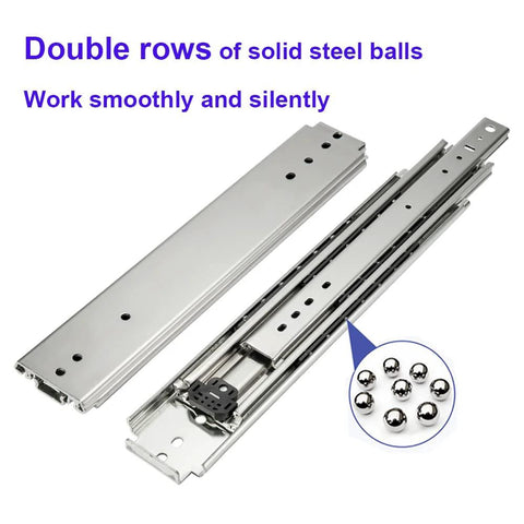 Pair Of 60 Inch Heavy Duty Drawer Slides With Full Extension And 500 Lb Load Capacity, Side Mount Ball Bearing Rails, Screws Included