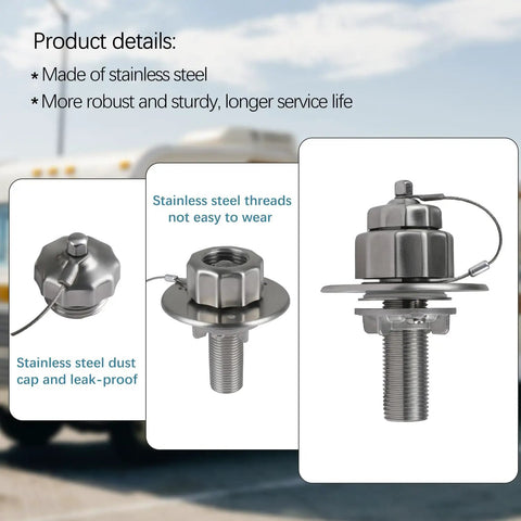 Heavy Duty All Metal RV City Water Inlet With Check Valve For Camper Motorhome Trailer And Marine Use Stainless Steel Water Fill Inlet Replacement Rugged RV Water Connection With Dust Cap, stainless steel threaded inlet
