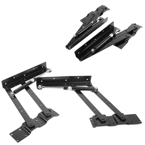 Heavy Duty Lift Up Coffee Table Mechanism With Hydraulic Hinge Lifting Frame, steel top kit parts displayed flat