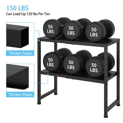 Expandable 2 Tier Metal Storage Shelves With 150 Lbs Capacity Heavy Duty Organizer for Kitchen Pantry under dumbbells