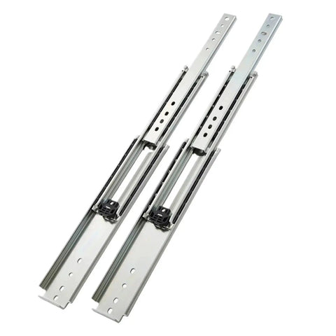Heavy Duty Full Extension Side Mounted Ball Bearing Drawer Slides With Quick Release Latch for smooth glide, 56 inches long.