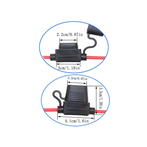 Inline 12 Gauge Waterproof Fuse Holder Pack Of 5 For Standard Blade Type Fuses, 30cm Wire, 40A 32V DC, UL Listed RoHS Compliant