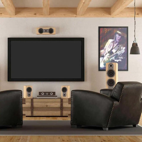 Living room decor with Officially Licensed Dope Blues Rock Legend Poster High Quality Print Wall Art featuring a guitarist.