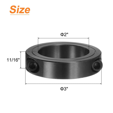 4 Pack Double Split Clamp On Shaft Collar For 2 Inch Shaft With 3 Inch Outside Diameter And Eleven Sixteenths Inch Thickness