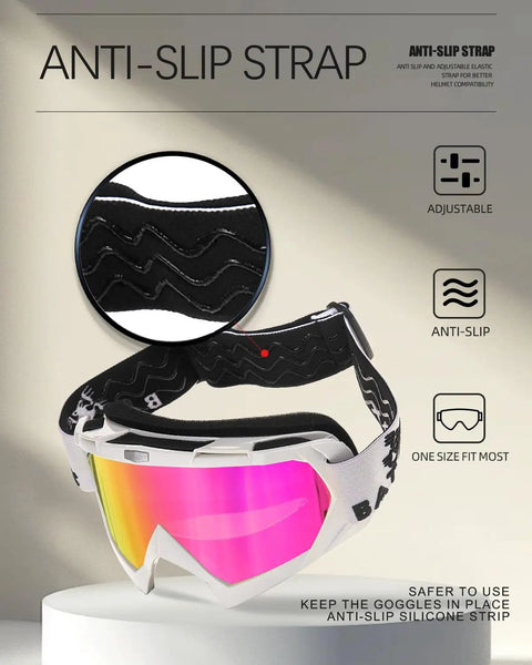Badass Slick Dirt Bike Goggles For Motocross And Atv Riding With Anti Slip Silicone Strap showing adjustable anti-slip strap.