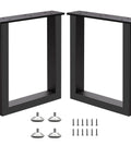 Top Shelf 16 Inch Metal Bench And Desk Legs Heavy Duty Furniture Feet With Adjustable Glides Black Steel Pipe Table Base Supports Set Of Two, featuring black rectangular legs with adjustable glides.