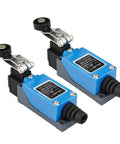 Roller Lever Arm Momentary Limit Switch ME8104 1NC 1NO 2 Pack, blue zinc alloy shell, washdown ready design, industrial automation