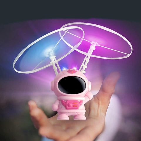 Hand Controlled Flying Toy For Kids With Dual Blades USB Rechargeable Battery 75mAh Built In Light Up Fun For Play Pink