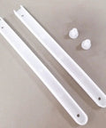 Plastic Drawer Slides Replacement Set White Bottom Mount Rails For Cabinets And Furniture displayed on a neutral background
