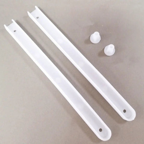 Plastic Drawer Slides Replacement Set White Bottom Mount Rails For Cabinets And Furniture displayed on a neutral background