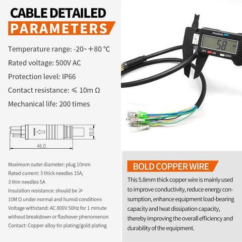 9 Pin Waterproof Ebike Motor Cable Connector 60cm For Controller To Motor Link With Hall Sensor Ebike Conversion Accessory Ride Ready No Fuss Waterproof Connection For Wet Weather Rides