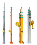Manual Telescopic Mast set for hydraulic light tower, includes shiny alloy poles and pulley mechanisms. Replace Your Broken Retractable Electric Winch On Hydraulic Light Tower With This Tough Manual Telescopic Mast That Collaps Easy For Low Storage And Fast Lifting Extension Pole To Save You Big Time.