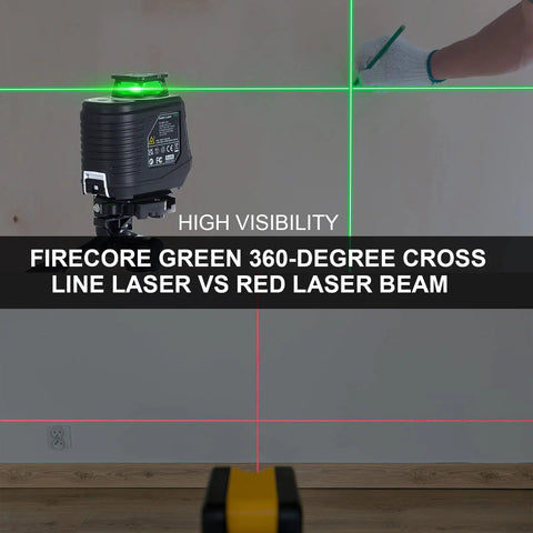 360 Degree Self Leveling Laser Level With Tripod And Pulse Mode Green Beam Pro Grade Accuracy in use for wall alignment