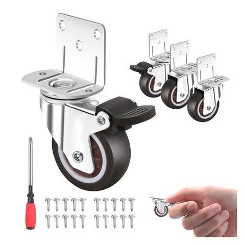 Rubber Swivel Silent Casters For Trolleys And Household Furniture Beds Move Easy With A Smooth Quiet Roll 360 Degree Swivel And Brakes Set of Four
