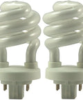 Two Pack 13W G24q-1 Base T-4 CFL Bulbs 95mm MOL 50mm MOD Non Dimmable 2700K Light Output About 900 Lumens 82 CRI 4 Pin