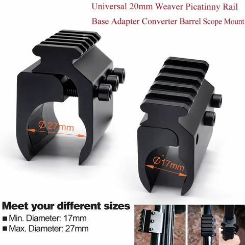 Universal 21mm Weaver Picatinny Rail Base Adapter Converter for Scope Mounts heavy duty two piece rail mount with size indicators