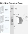 Diagram showing installation dimensions for Smart Lock With Built In WiFi And NFC 5 In 1 Keyless Entry Door Lock