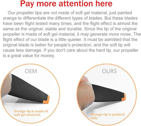 Comparison of OEM soft gel propeller tip and painted tip for Low Noise Quick Release Propeller Set For Mini 4 Pro And Mini 3 Pro