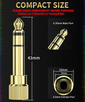 Dope Hella Smooth 6.35Mm To 3.5Mm Audio Adapter Gold Plated with male and female ports, 43mm in height.