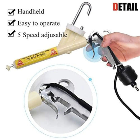 Handheld nozzle of Heavy Duty Portable Electrostatic Powder Coating Machine With Adjustable Pressure Regulator for precise operation.