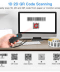 Versatile Wireless Barcode Scanner With USB And Bluetooth Modes For 1D And 2D Barcodes scanning QR code on monitor