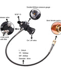 Carbon Fiber Paintball HPA Air Tank 2L 122 Cu In 4500 PSI PCP System With Dual Gauge Valve And 24 Inch High Pressure Hose, detailed view