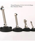 Rock Solid Nylon Universal Adjustment Feet M8 To M20 Sizes Adjustable Leveling Glides in various heights and diameters.
