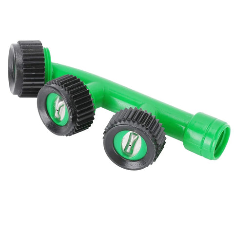 Three Pack Misting Nozzle Atomizing For Precise Irrigation In The Garden with green plastic body and three adjustable heads