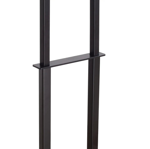 Bronze frame detail of Emilio Floor Lamp With Bronze Finish In Prairie Style Box Frame And Tan Rectangular Drum Shade, Tall 60 Inch Height