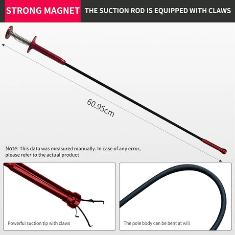 Heavy Duty Four In One Telescoping Magnetic Pickup Tool Set With Flexible Claw Grabber 16 Lb Magnet Stick 2 Lb Pocket Magnet Pen 360 Degree Inspection Mirror For Gearheads And DIYers