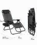 Set Of Two Adjustable Zero Gravity Relaxing Patio Chairs With Steel Mesh Frame Lockable Reclining System Pillow And Cup Holder Outdoor Chill Lounge Chairs For Deck Patio Or Beach Black shown