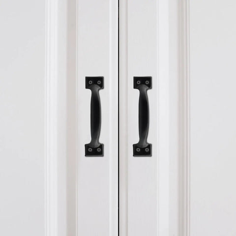 Beefy Black Metal Gate Handles 20 Pack 5.4 Inch Door Pull Handles With Screws for Outdoor Fences on white doors