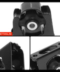 Direct Fit Front Engine Motor Mount For Toyota Rav4 And Scion Xb detailed black steel design with bolt holes and vibration control.