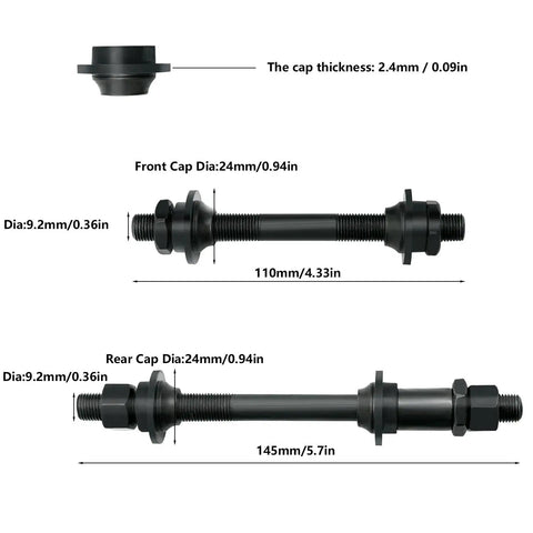 Heavy Duty Bike Quick Release Axle Skewer Set For Front And Rear Hollow Shaft Kit Replacement On Road Mountain MTB BMX Bikes Steel 1045
