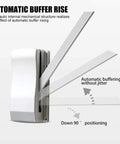 Adjustable Pull Down Closet Rod 35 to 48 Inches, side view of automatic buffer rise system for smooth glide and positioning