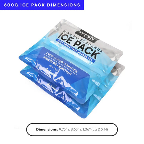 Deep Freeze Titan Ice Pack 2 Pack 600 Gram High Performance Puncture Resistant Cold Pack With Non Toxic Gel