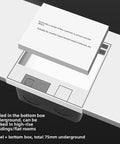 Slick Recessed Floor Outlet Kit With Flat Concealed Two Prong Six Hole Receptacle And Smooth Lift Stainless Cover For Tile Marble Or Carpet Install Dead Simple Operation, showing recessed installation with panel opened.