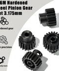 Beefed-Up Hardened Steel Pinion Gear Set For One-Tenth Scale RC Cars, 3.175mm Shaft, 18T 19T 20T 21T Teeth, high precision gears